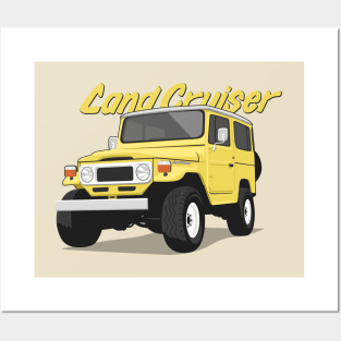 Land cruiser fj40 hardtop off road yellow Posters and Art